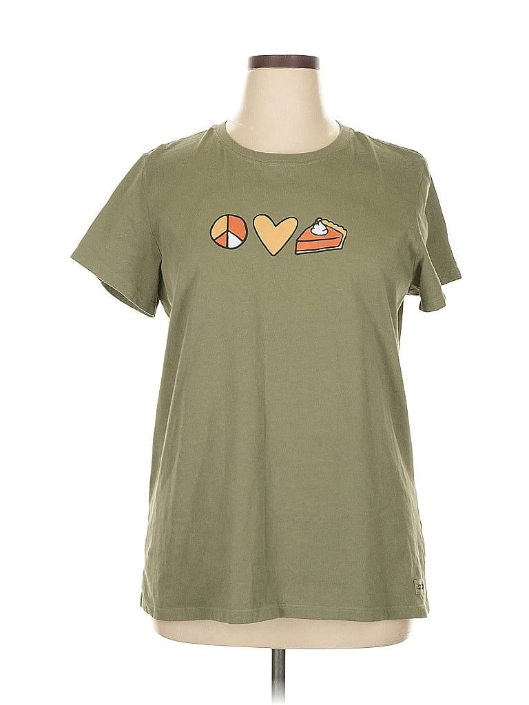 Life Is Good 100% Cotton Hearts Green Short Sleeve T-Shirt Size XL - photo 1