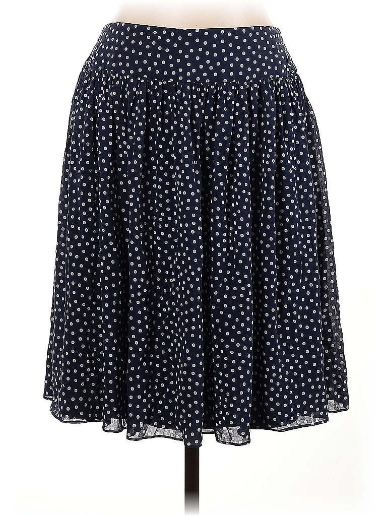 St. John Collection Polka Dots Graphic Blue Silk Skirt Size 10 - photo 1