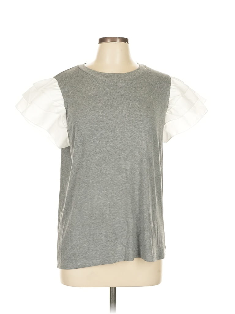 Click to view more detailed imagery on our partner's website Pre-owned Anniewear Short Sleeve Top Gray Ruffles Neckline Tops