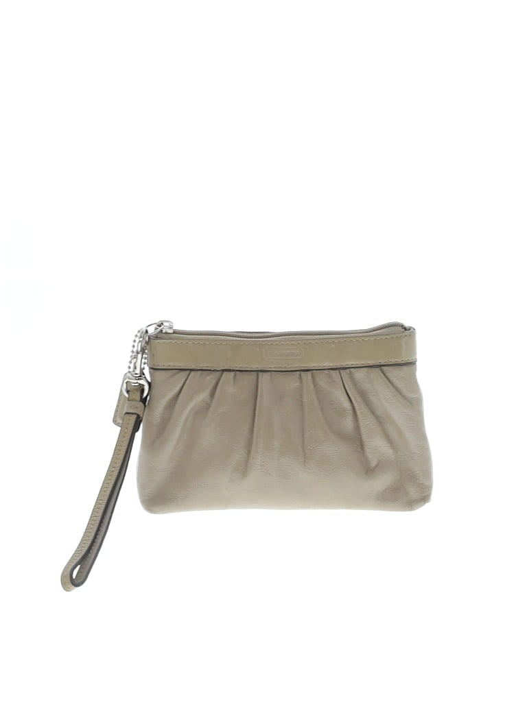 Coach Factory 100% Leather Gray Tan Leather Wristlet One size - photo 1