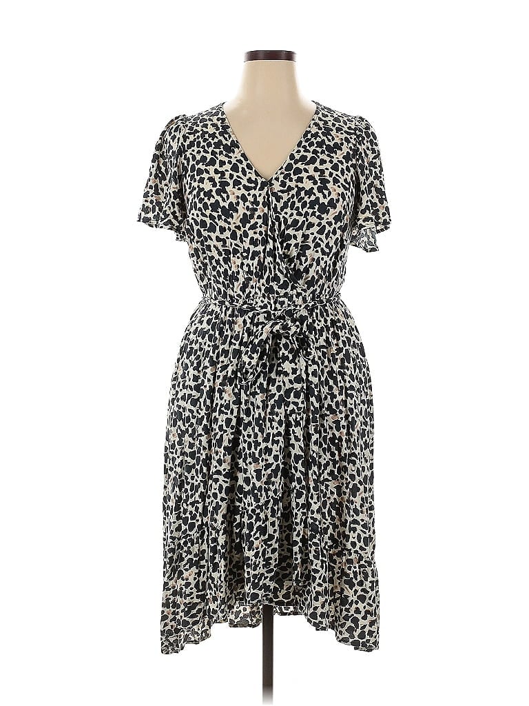 RACHEL Rachel Roy Print Blue Casual Dress Size 0X - photo 1
