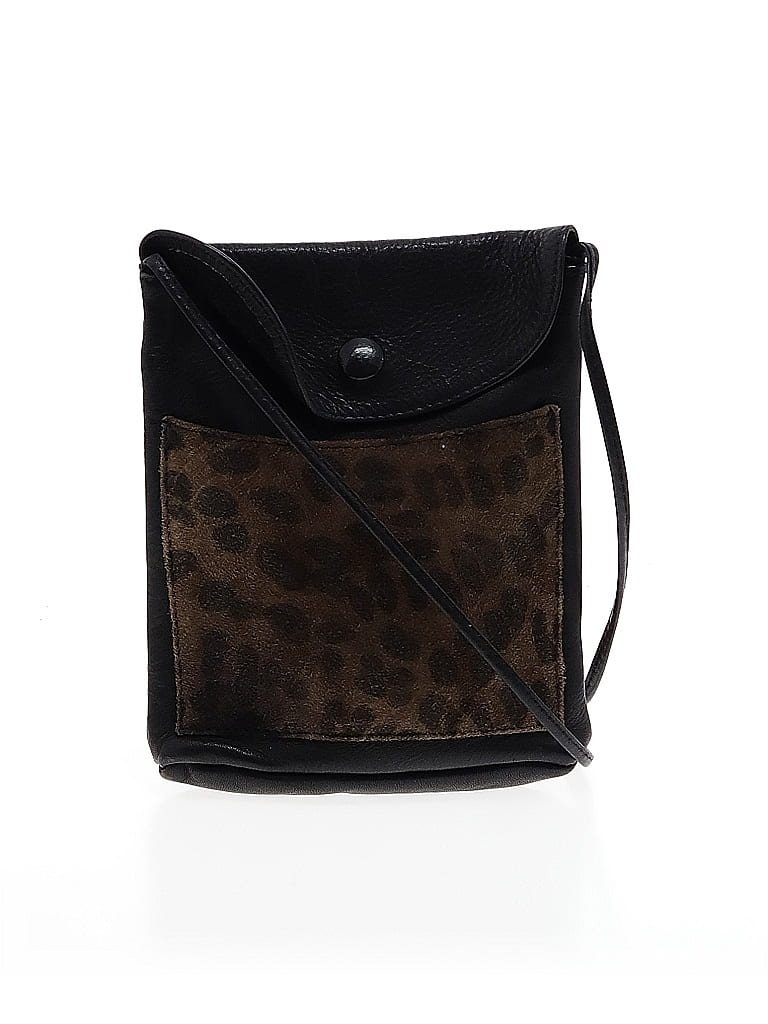 Unbranded 100% Leather Animal Print Black Leather Crossbody Bag One size - photo 1