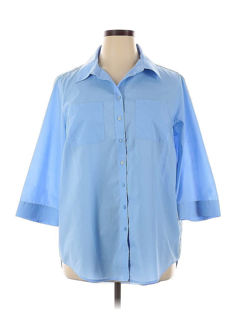Foxcroft Blue 3/4 Sleeve Button-Down Shirt Size 16 - photo 1