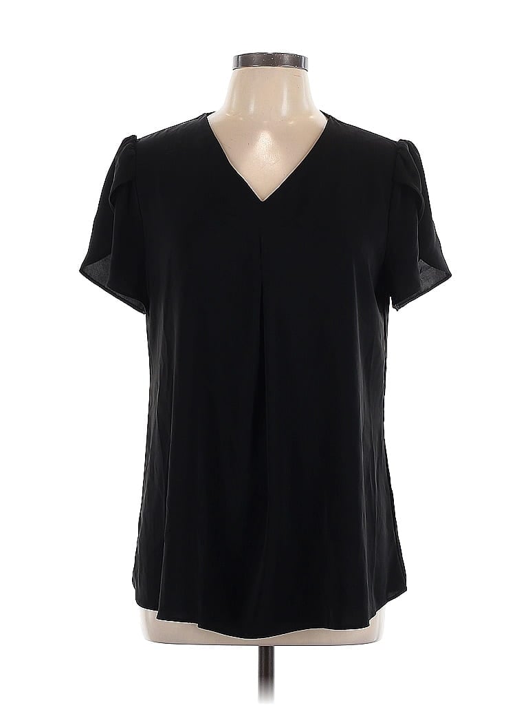 AALLYN Black Short Sleeve Blouse Size L - photo 1