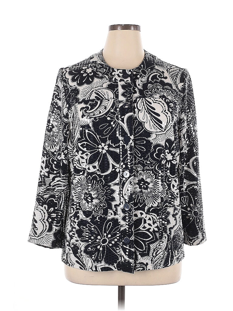 Alfred Dunner Paisley Black Blue 3/4 Sleeve Blouse Size 16 - photo 1