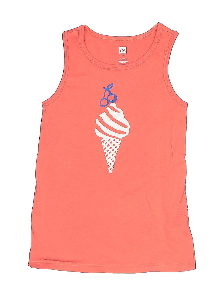 Tea 100% Cotton Orange Tank Top Size 7 (big kids) - photo 1