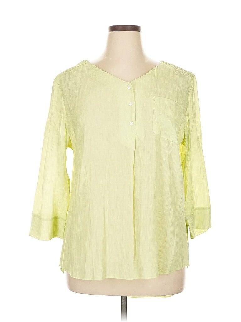 Pre-owned Christopher & Banks 3/4 Sleeve Blouse In Yellow