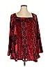 One World Paisley Red Burgundy Long Sleeve Blouse Size 2X - photo 1