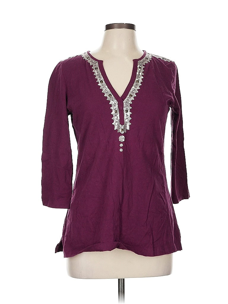 Talbots 100% Cotton Burgundy 3/4 Sleeve T-Shirt Size M - photo 1
