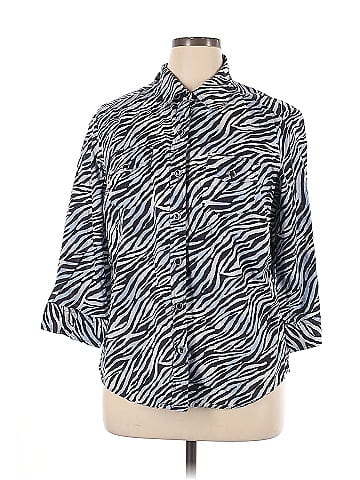 Karen Scott Sport 3/4 Sleeve Button-Down Shirt (view 1)