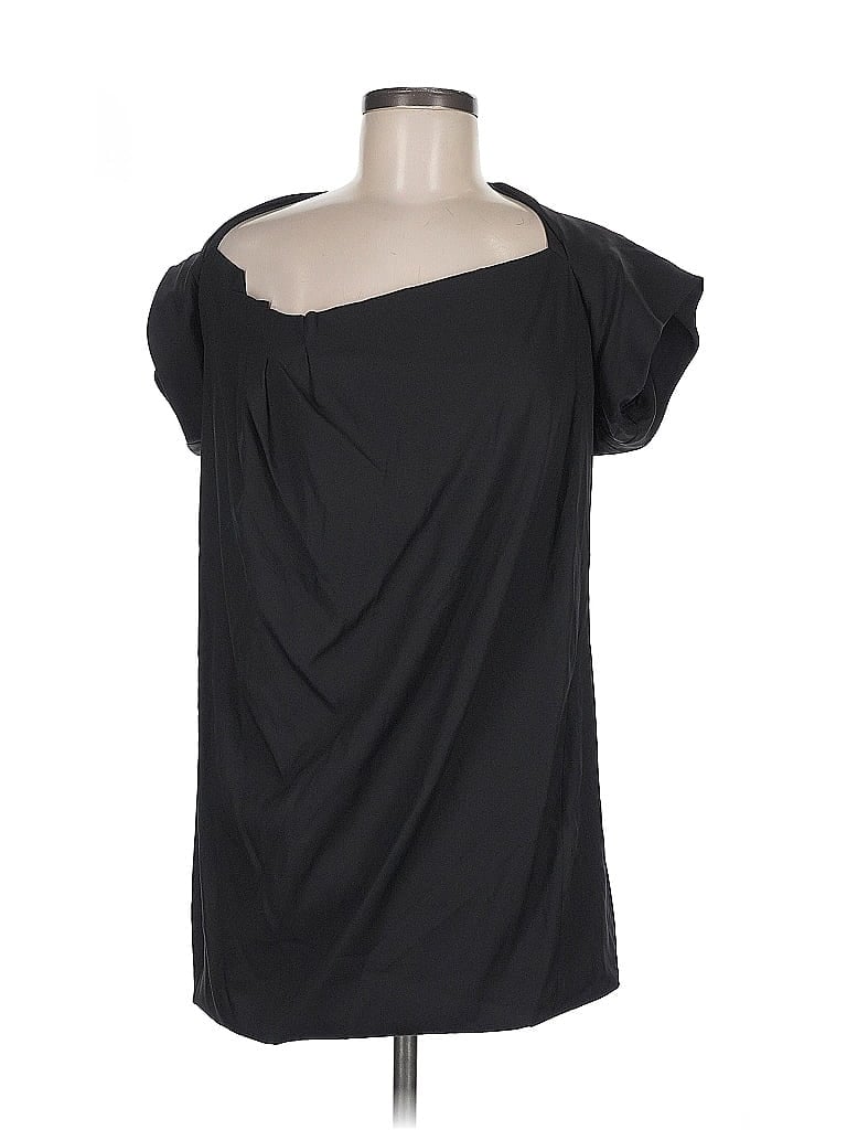 Pre-owned Darylk-189 Short Sleeve Silk Top Black Cold Shoulder Neckline Tops