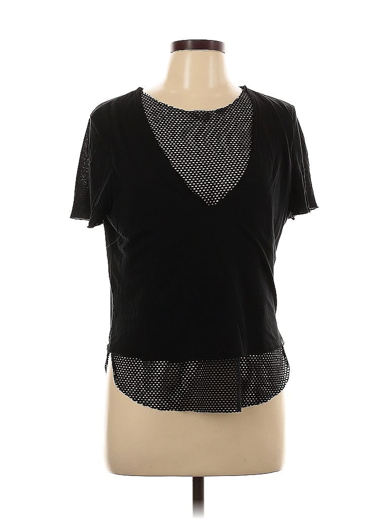 Koral 100% Tencel Lyocell Black Short Sleeve Top Size L - photo 1