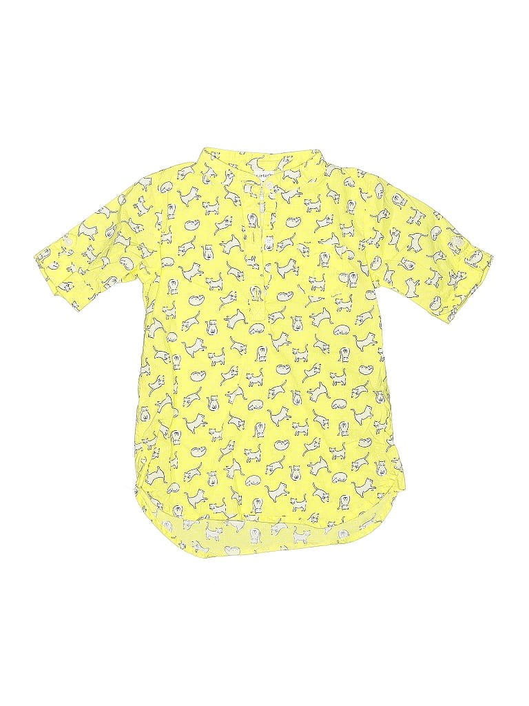 Carter's 100% Cotton Yellow Short Sleeve Button-Down Shirt Size 3T - photo 1