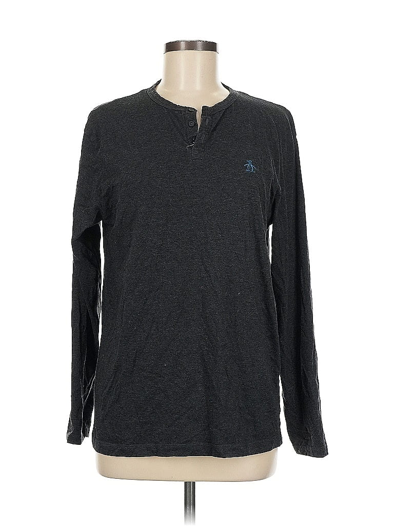 Pre-owned An Original Penguin By Munsingwear Long Sleeve Henley Shirt In Gray