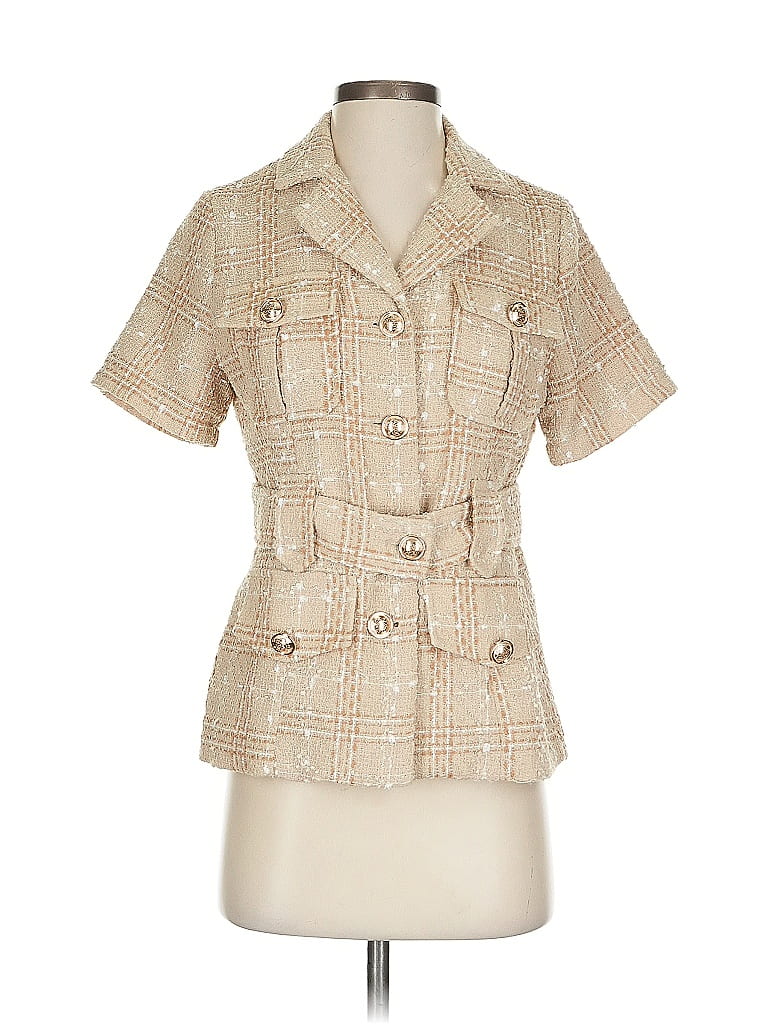 Gracia 100% Polyester Tweed Ivory Jacket Size S - photo 1