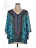 Belle By Kim Gravel 100% Polyester Teal 3/4 Sleeve T-Shirt Size XL - photo 1