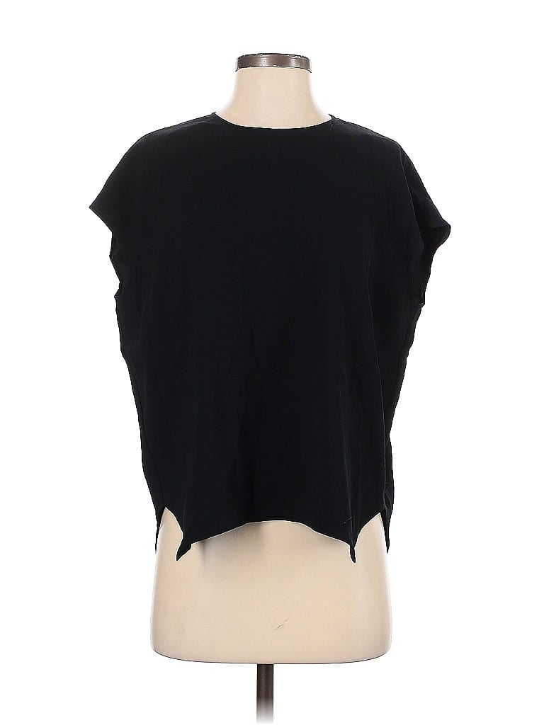 Pre-owned Mm. Lafleur Short Sleeve Top Black Keyhole Neckline Tops
