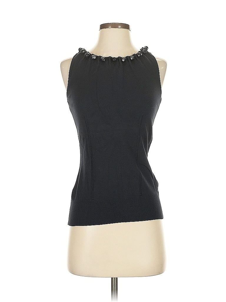 Pre-owned An Original Milly Of New York Sleeveless Top Black Ruffles Neckline Tops