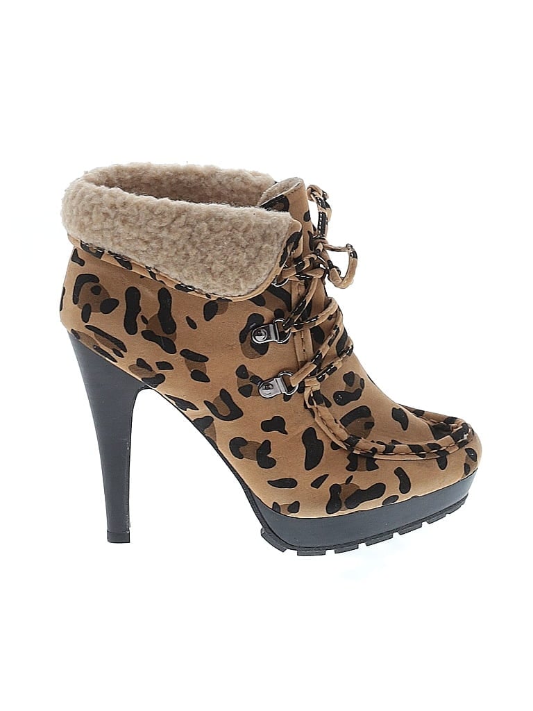 Herstyle Animal Print Brown Tan Ankle Boots Size 9 - photo 1