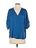 Naked Zebra 100% Polyester Blue 3/4 Sleeve Blouse Size S - photo 1