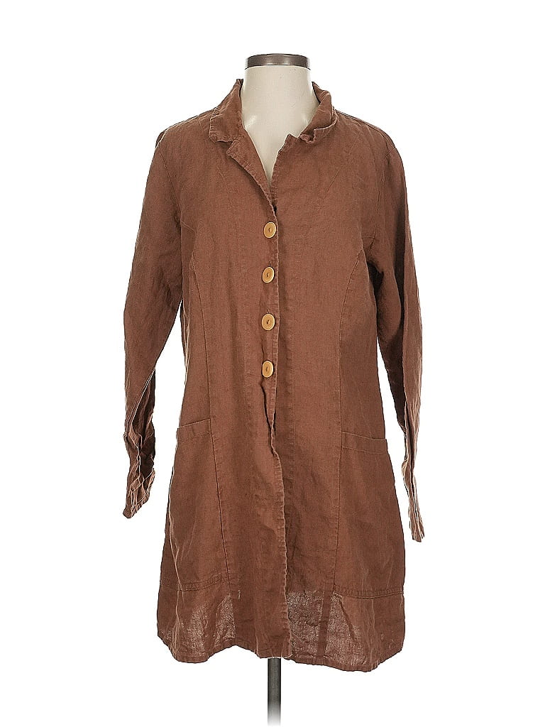 Flax 100% Linen Brown Casual Dress Size 6 - photo 1