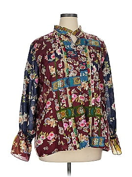 Johnny Was Long Sleeve Silk Top