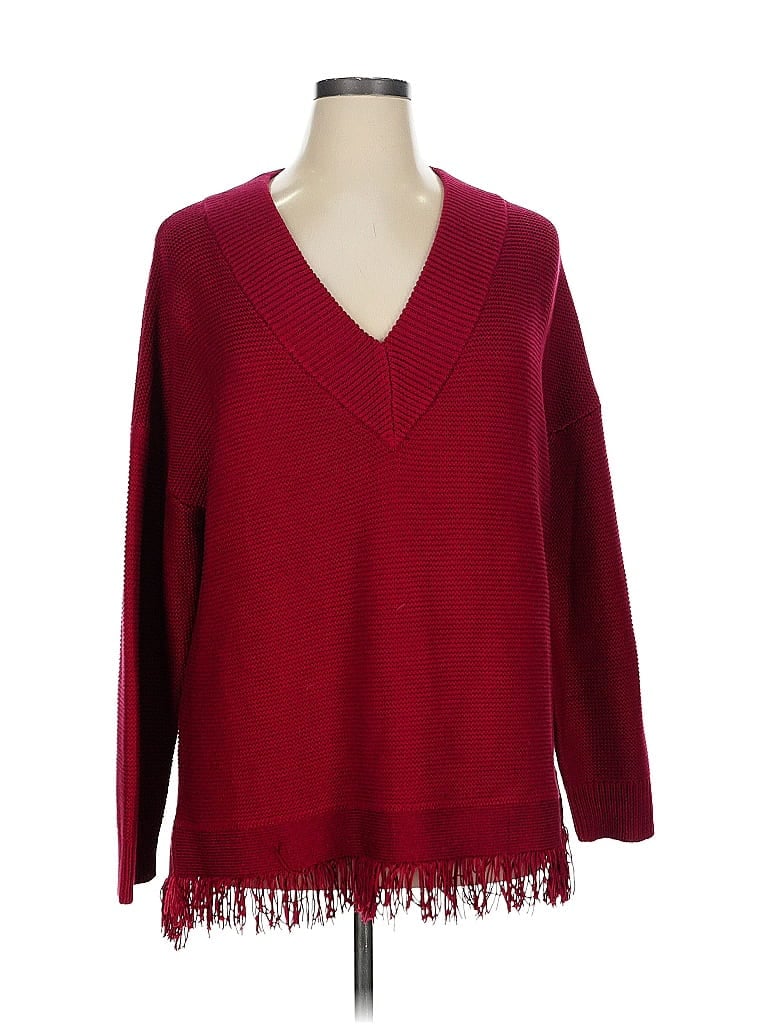 W by Worth Burgundy Silk Pullover Sweater Size XL - photo 1