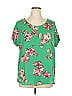 Pleione 100% Polyester Green Short Sleeve Blouse Size XL - photo 1