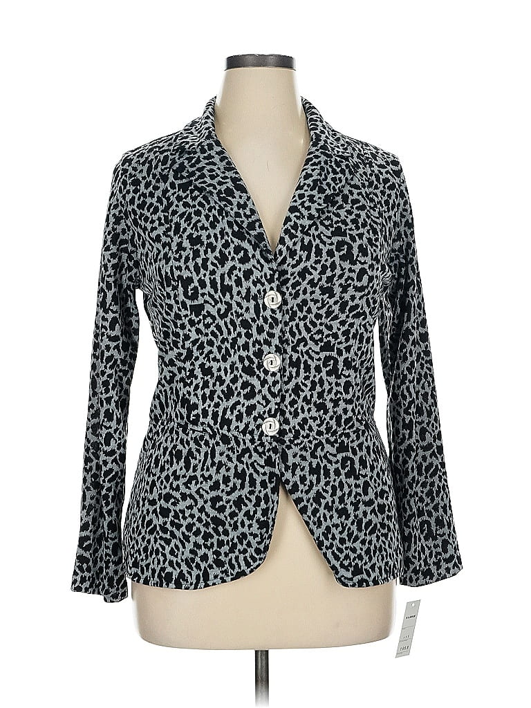 Sharon Max Animal Print Blue Blazer Size XL - photo 1