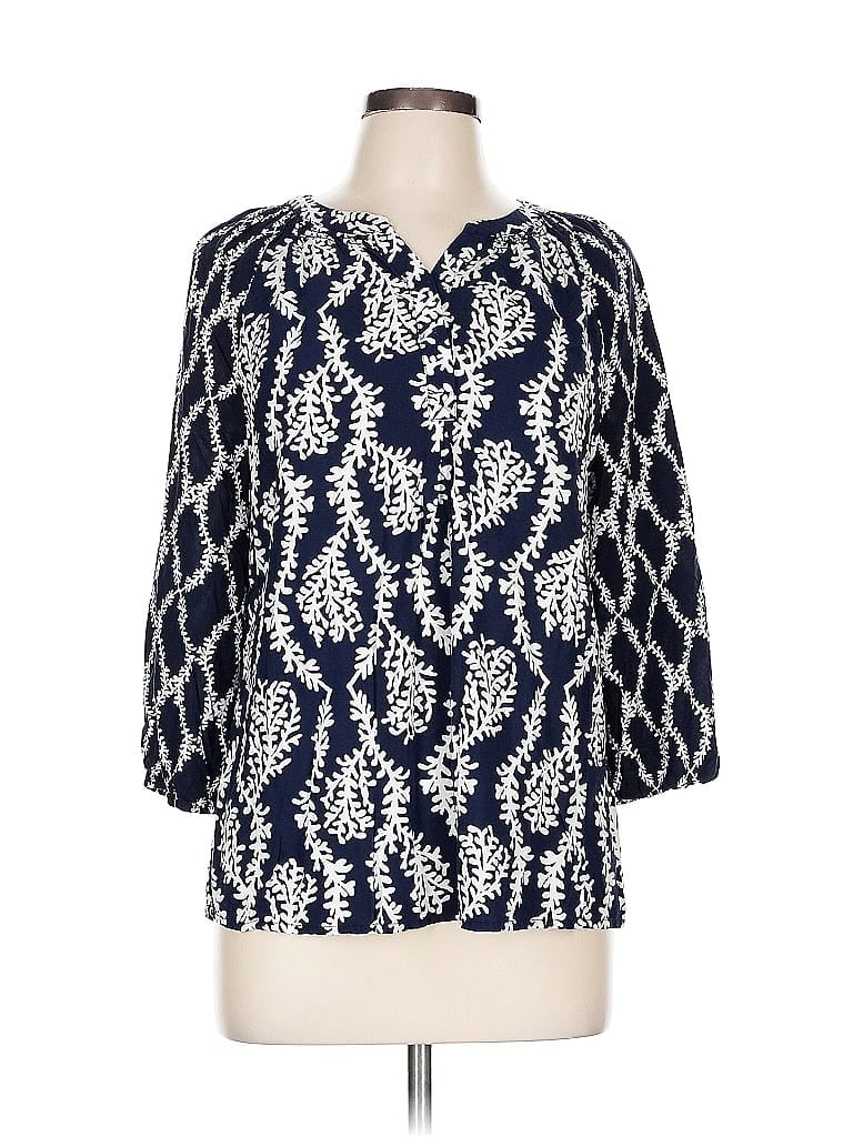 Crown & Ivy 100% Rayon Blue 3/4 Sleeve Blouse Size L - photo 1