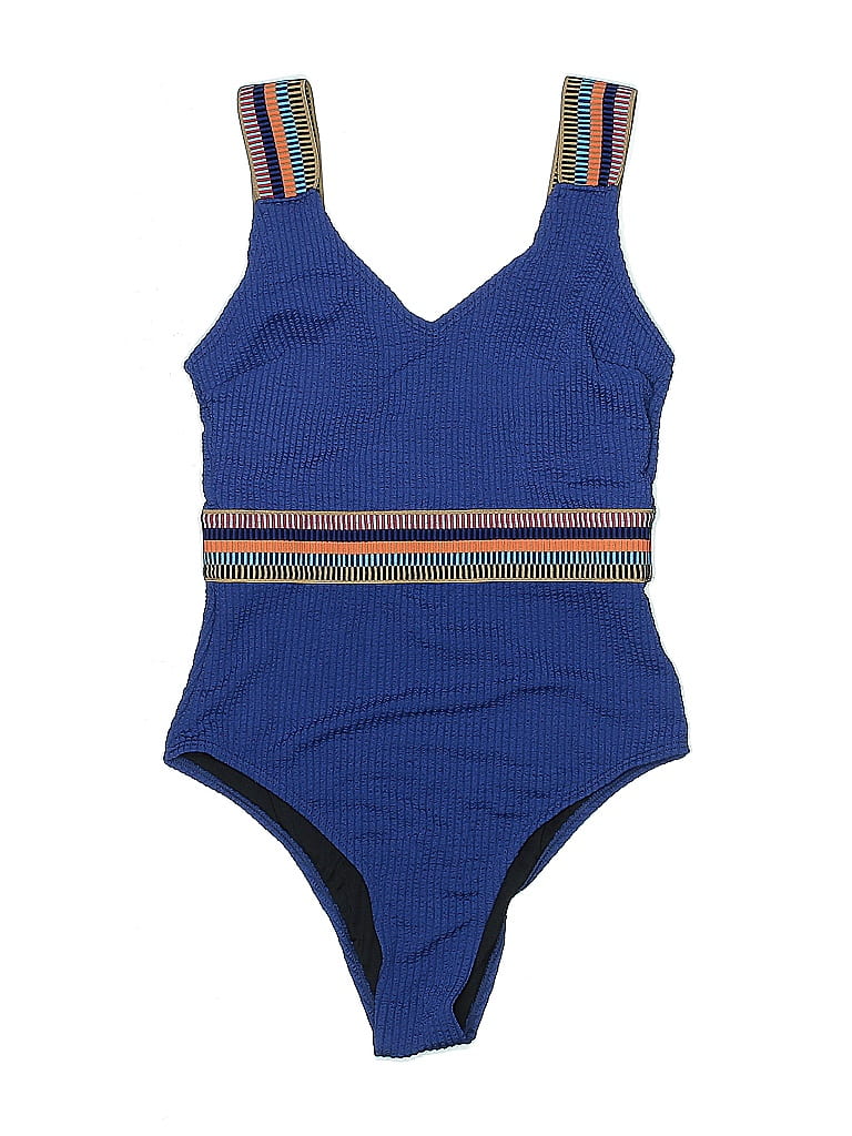 Cupshe Chevron-herringbone Blue One Piece Swimsuit Size S - photo 1