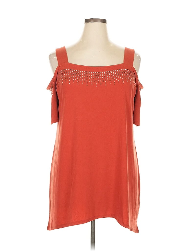 JM Collection Solid Orange Sleeveless Top Size 1X - photo 1