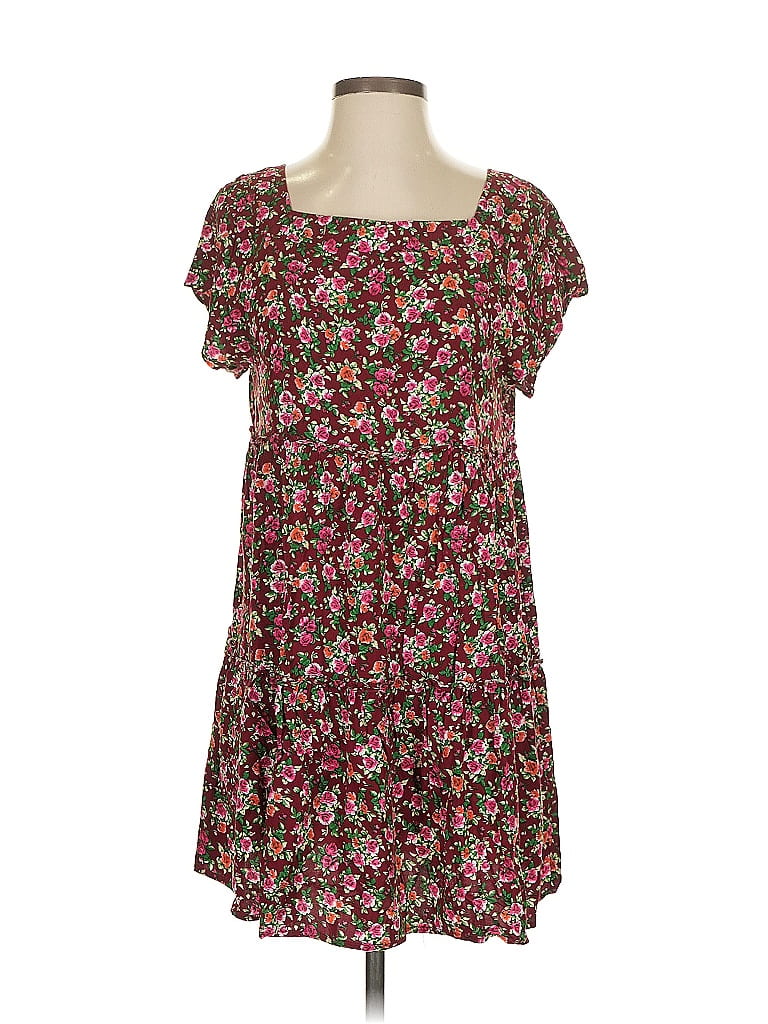 Natural Life 100% Rayon Floral Brown Casual Dress Size XS - photo 1