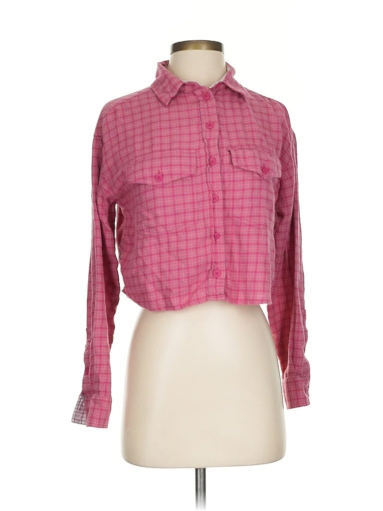 Pre-owned American Eagle Outfitters Long Sleeve Button Down Shirt In Pink