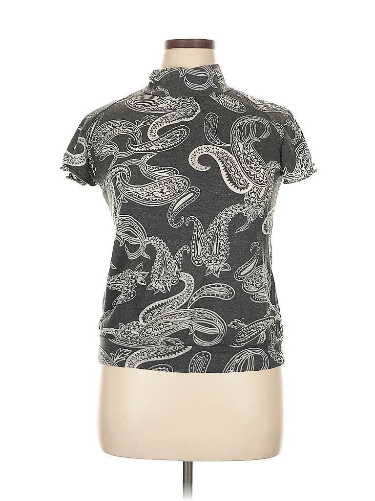 Xhilaration Paisley Gray Short Sleeve Blouse Size XL - photo 1