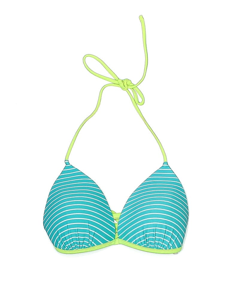 Hula Honey Stripes Green Blue Swimsuit Top Size L - photo 1