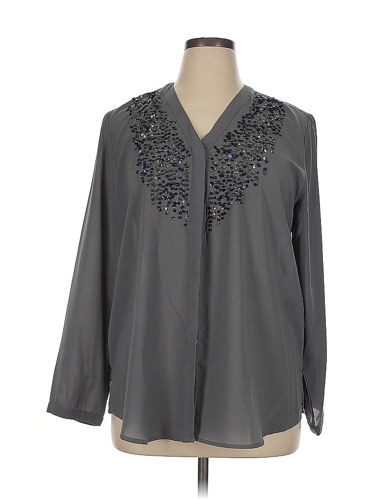 Chico's 100% Polyester Gray 3/4 Sleeve Blouse Size XL - photo 1