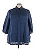 Foxcroft Blue 3/4 Sleeve Button-Down Shirt Size 20 - photo 1