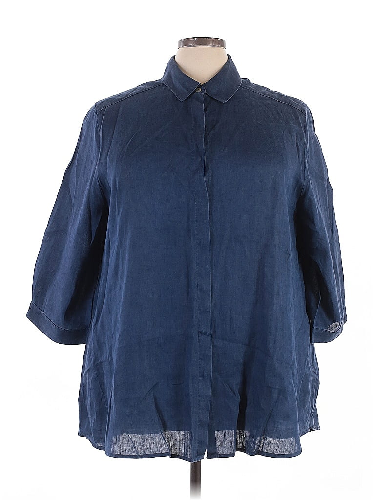 Foxcroft Blue 3/4 Sleeve Button-Down Shirt Size 20 - photo 1