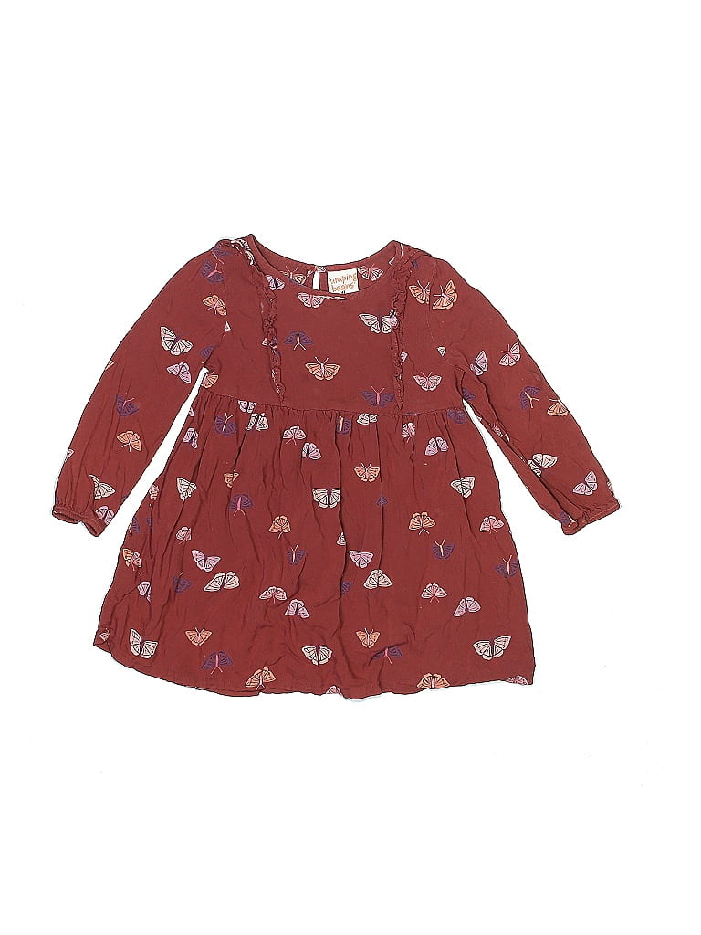 Jumping Beans 100% Rayon Hearts Burgundy Red Dress Size 4T - photo 1