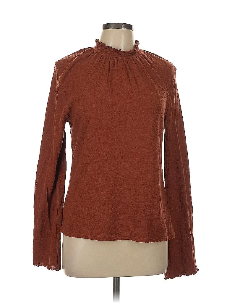 TeXTURE & THREAD Madewell 100% Cotton Brown Long Sleeve Turtleneck Size L - photo 1