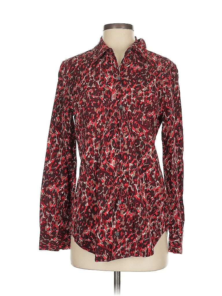 Pre-owned Equipment Long Sleeve Blouse In Red