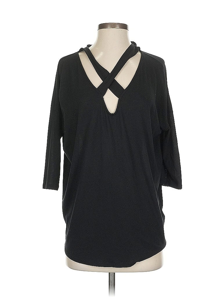 Pre-owned Express 3/4 Sleeve Top Black Keyhole Neckline Tops