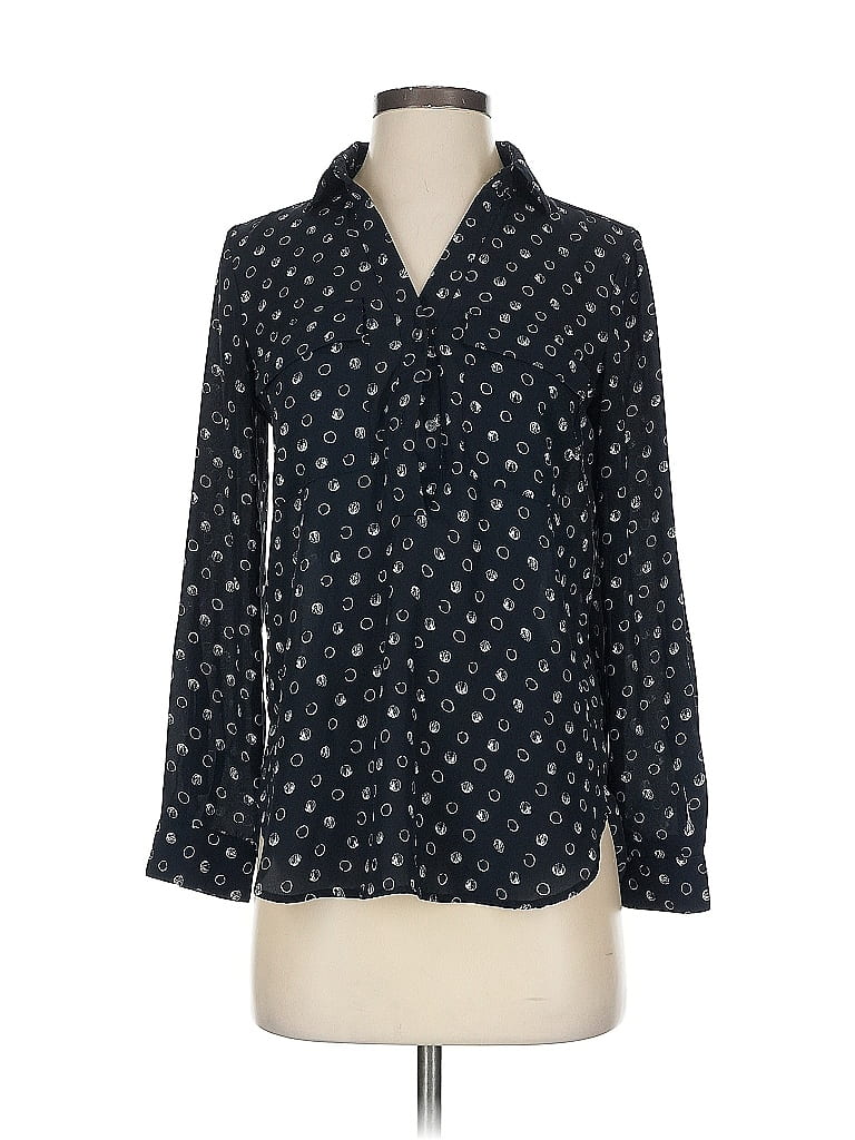 Pre-owned Ann Taylor Factory Long Sleeve Blouse In Black