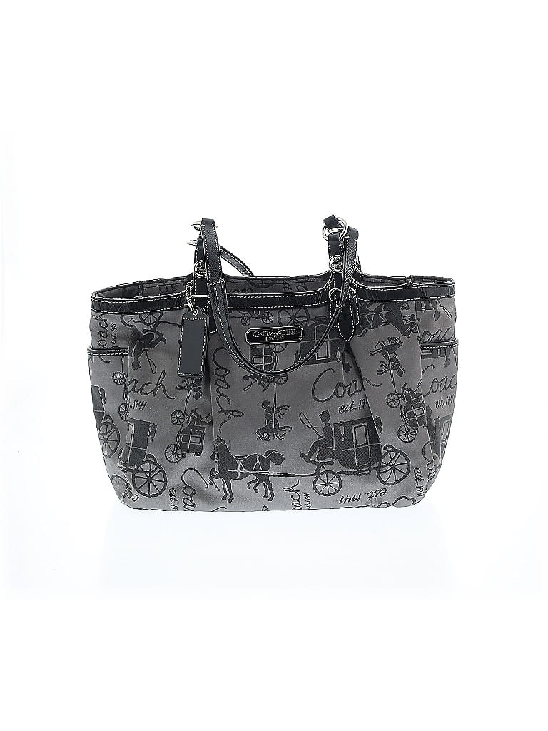 Coach Print Gray Silver Shoulder Bag One size - photo 1