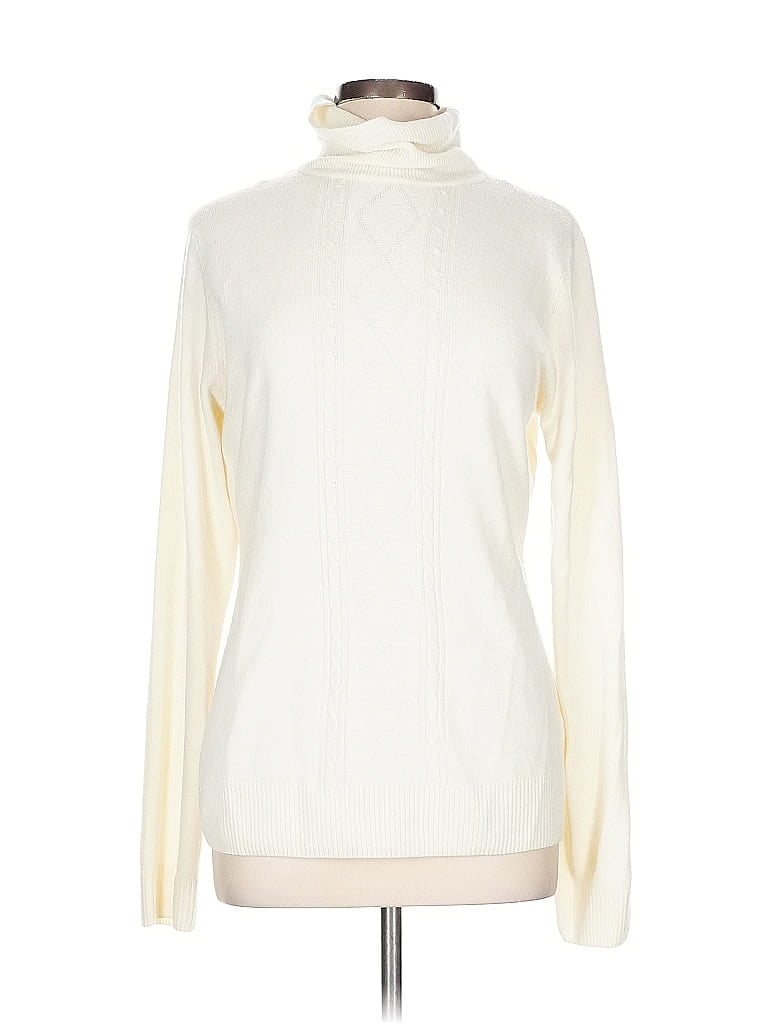 Pre-owned Carolyn Taylor Turtleneck Sweater In White