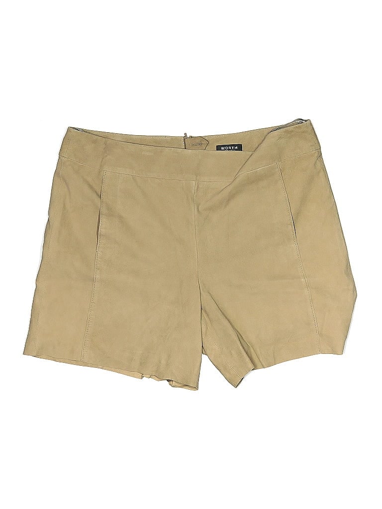 Worth New York 100% Leather Solid Tan Khaki Shorts Size 10 - photo 1