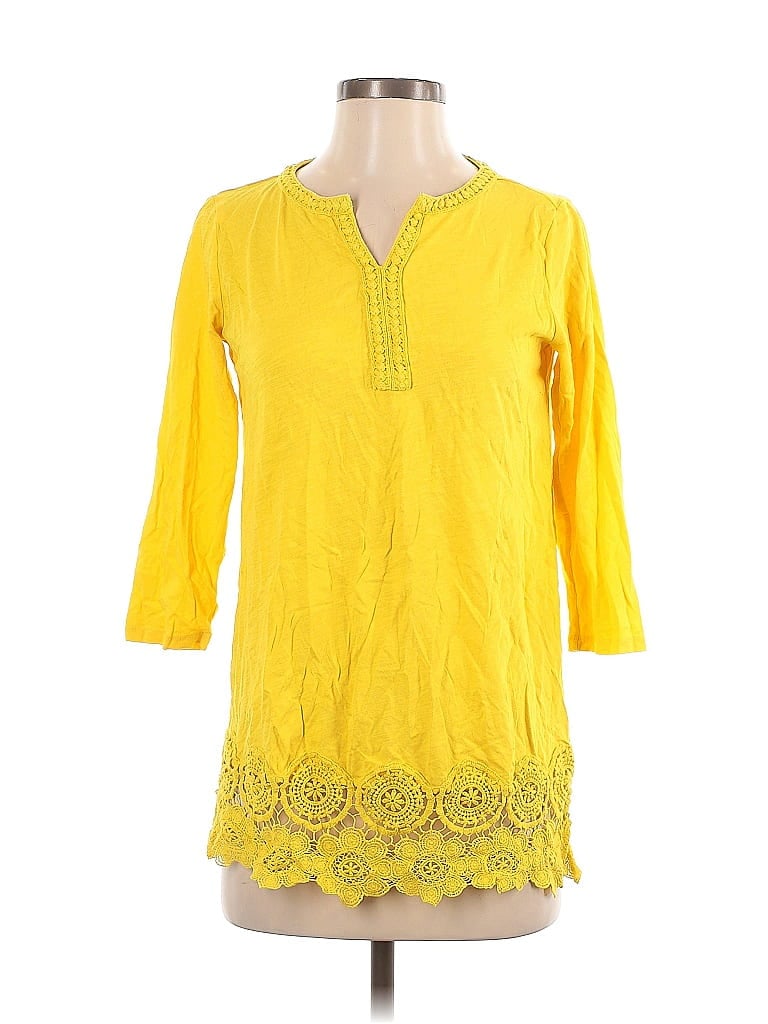 Pre-owned Lands' End 3/4 Sleeve Blouse In Yellow