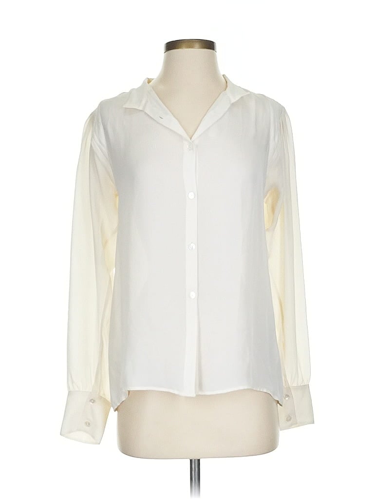 Nili Lotan 100% Silk Color Block Ivory Long Sleeve Silk Top Size S - photo 1