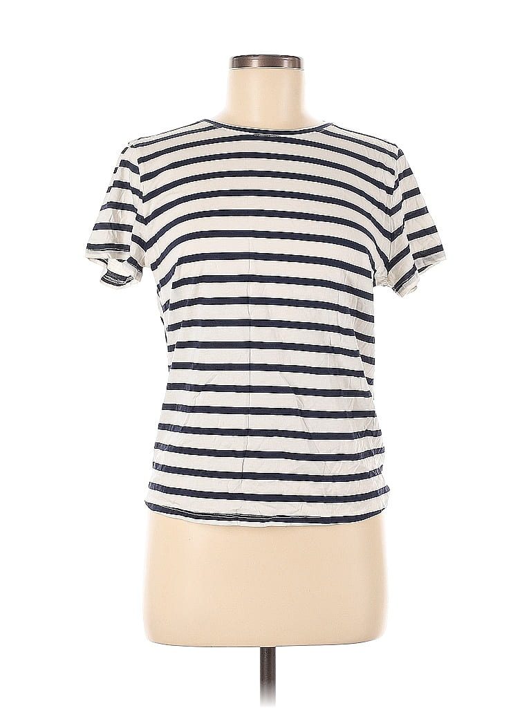 J. by J.Crew 100% Cotton Stripes Ivory Gray Short Sleeve T-Shirt Size M - photo 1